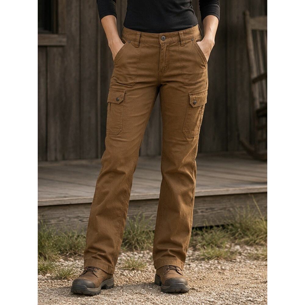 Duluth Trading Women’s Cargo Work Pants Brown Utility Carpenter Stretch 4x31